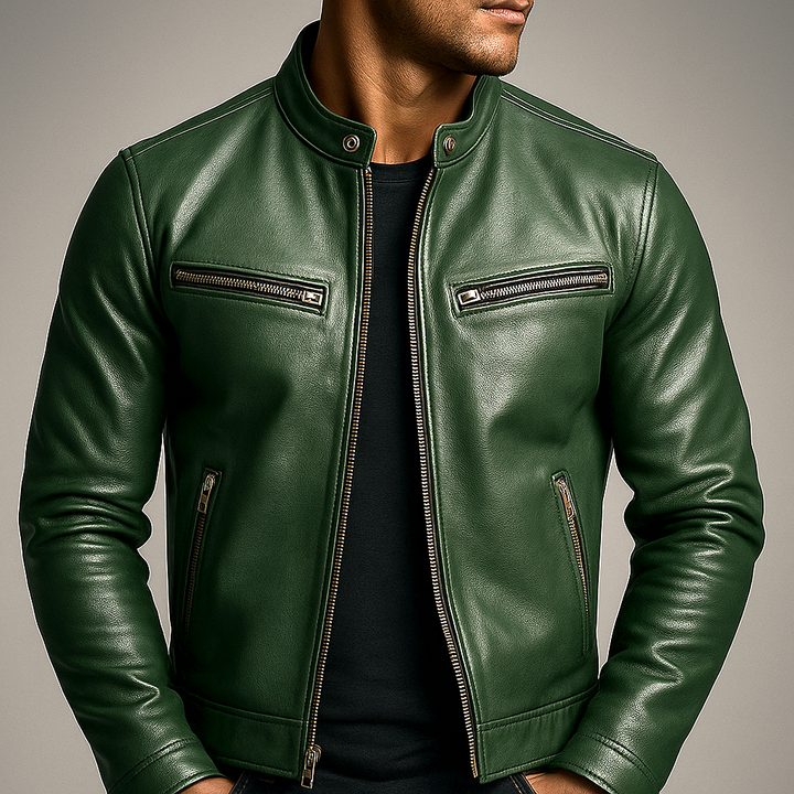 RECIO | Chaqueta vintage de piel con cremallera