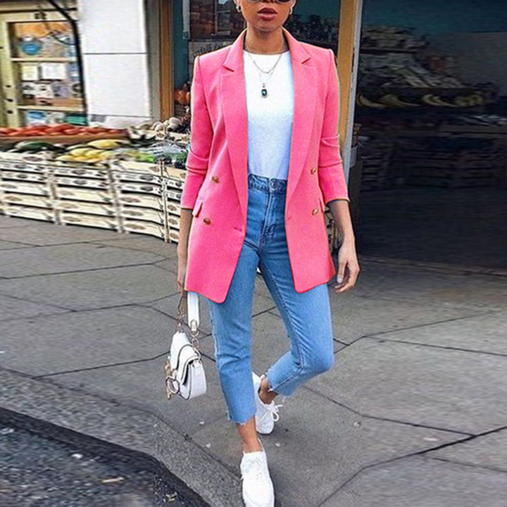Marise – Blazer largo para mujer con doble botonadura