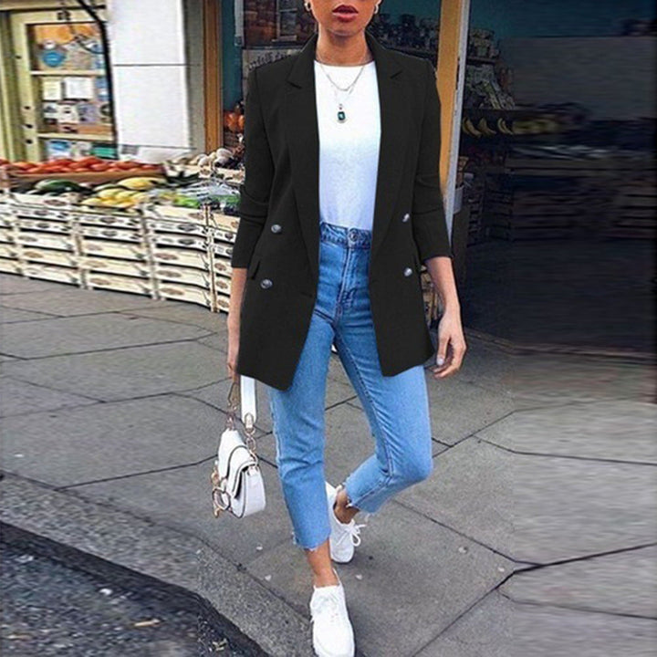 Marise – Blazer largo para mujer con doble botonadura