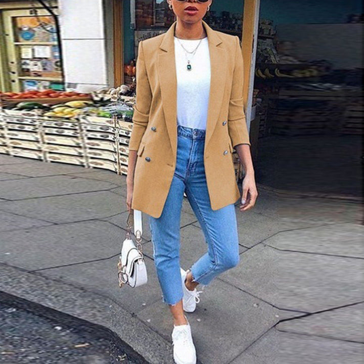 Marise – Blazer largo para mujer con doble botonadura