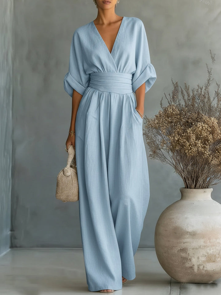 Mia | Mono Elegante de Cuello en V con Cintura Alta