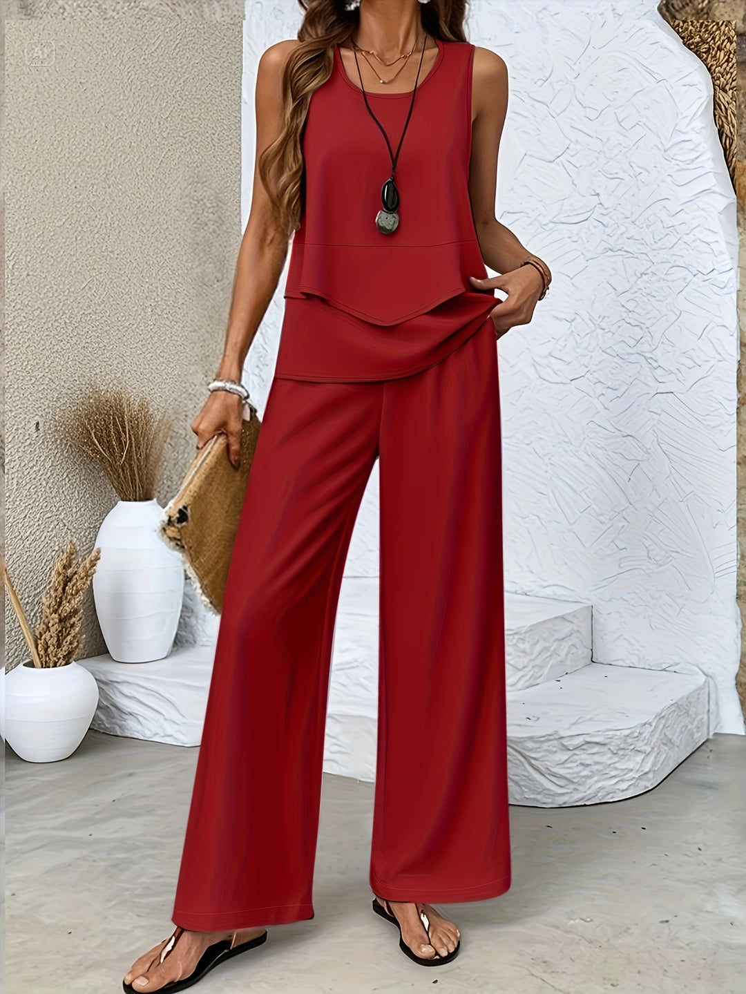 Luna | Conjunto de Dos Piezas con Estampado de Hojas