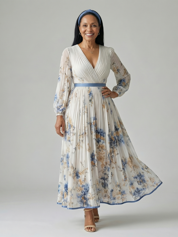 Eva | Vestido midi cruzado plisado