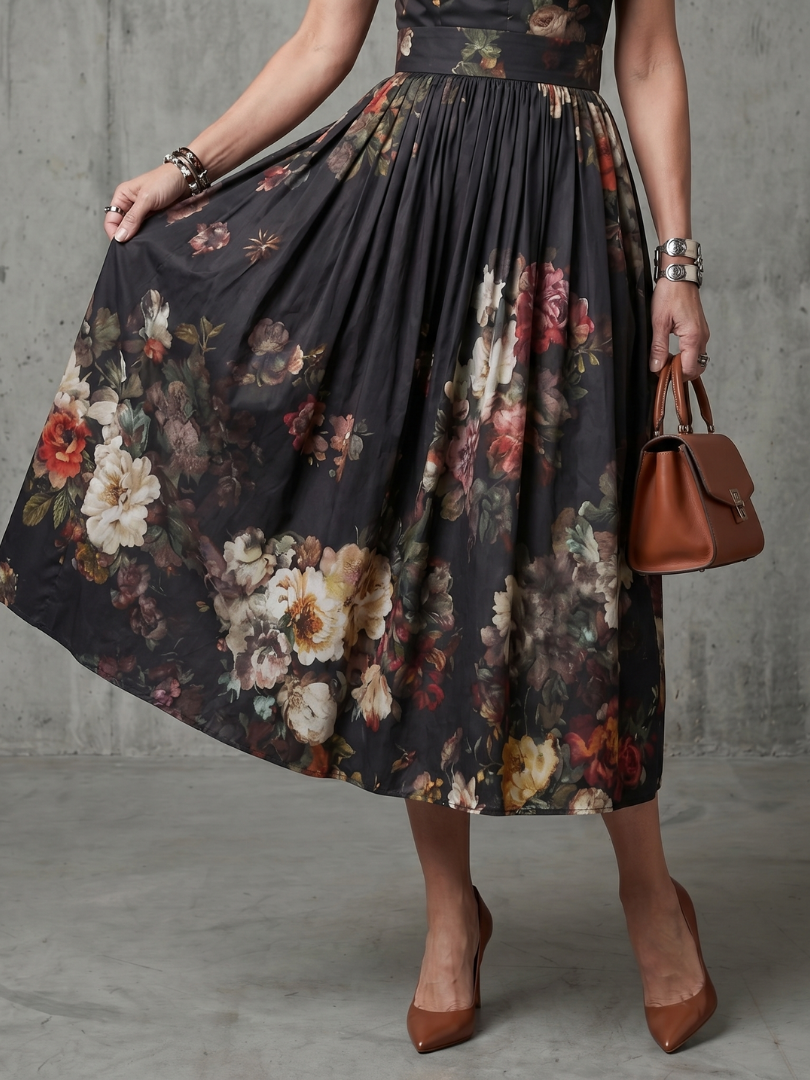 Mónica | Vestido midi plisado floral