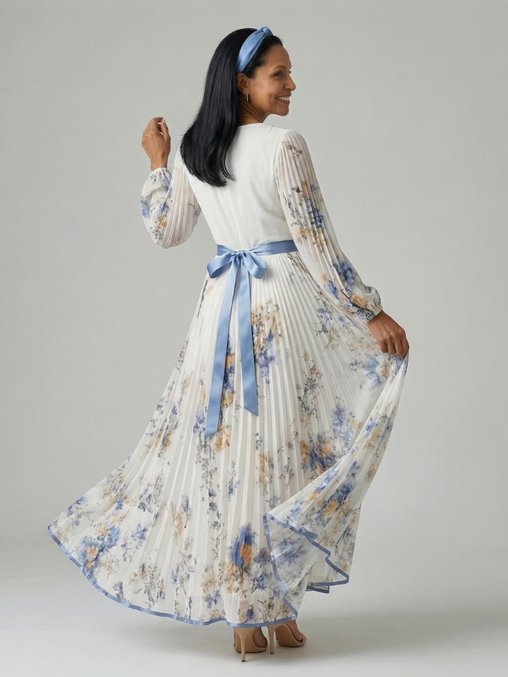 Eva | Vestido midi cruzado plisado