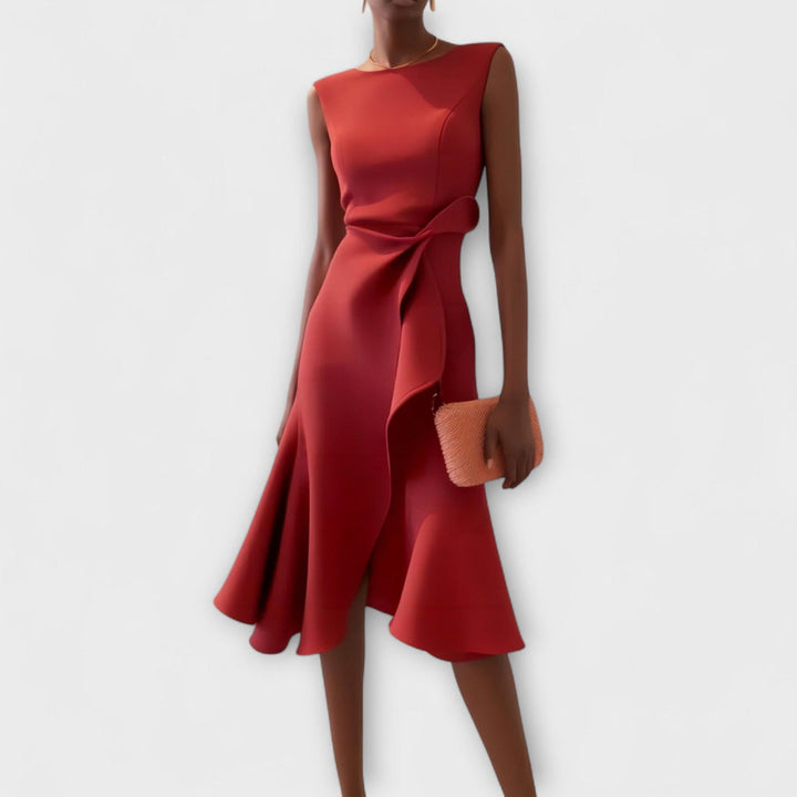 Waira | Vestido Midi Sin Mangas con Pliegues