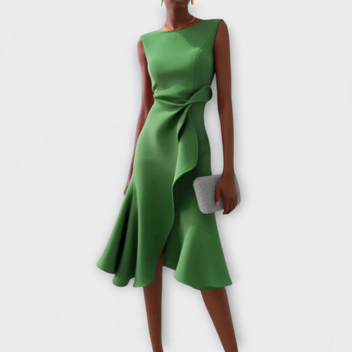 Waira | Vestido Midi Sin Mangas con Pliegues
