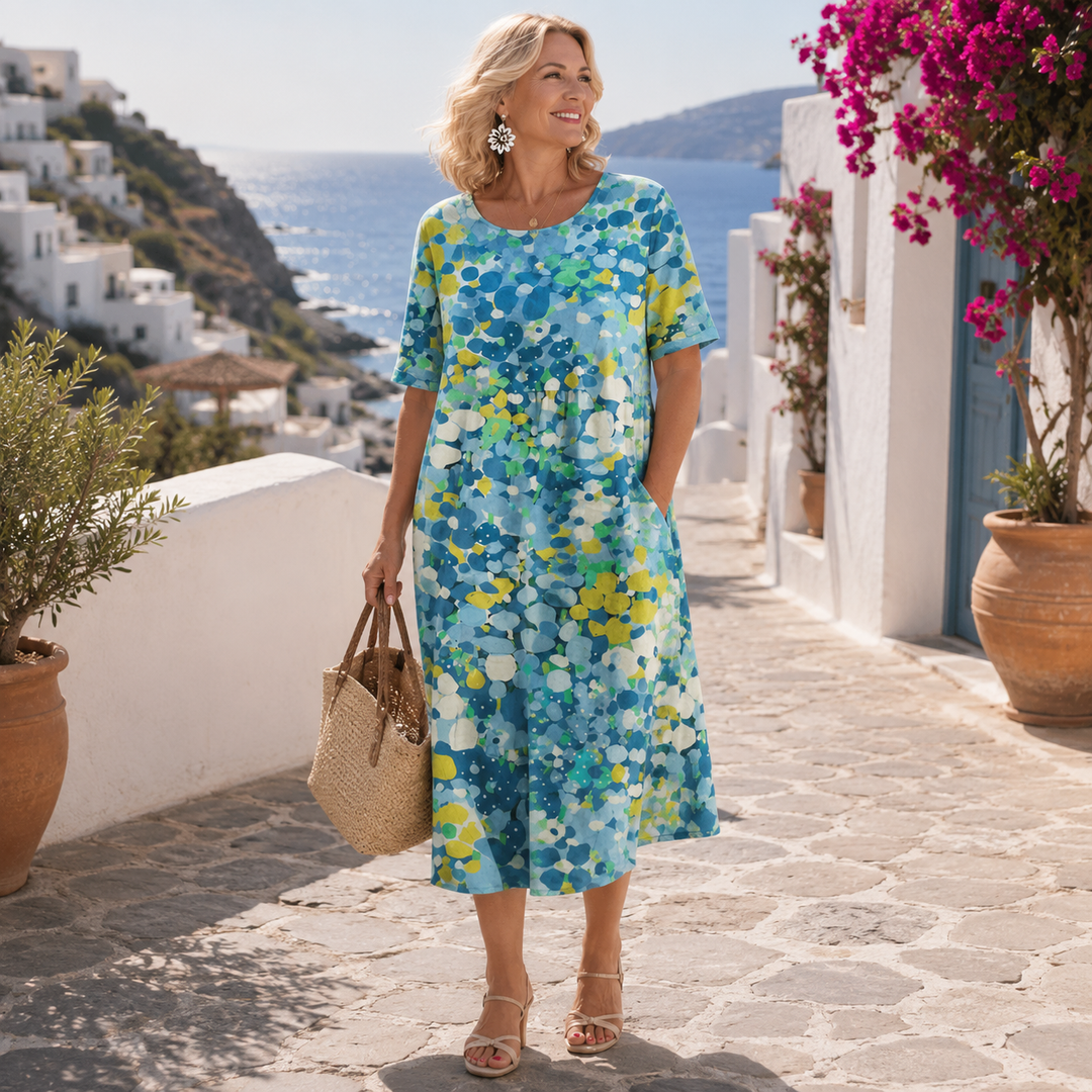 Elena | Vestido Midi Floral Suelto y Ligero