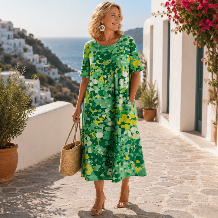 Elena | Vestido Midi Floral Suelto y Ligero