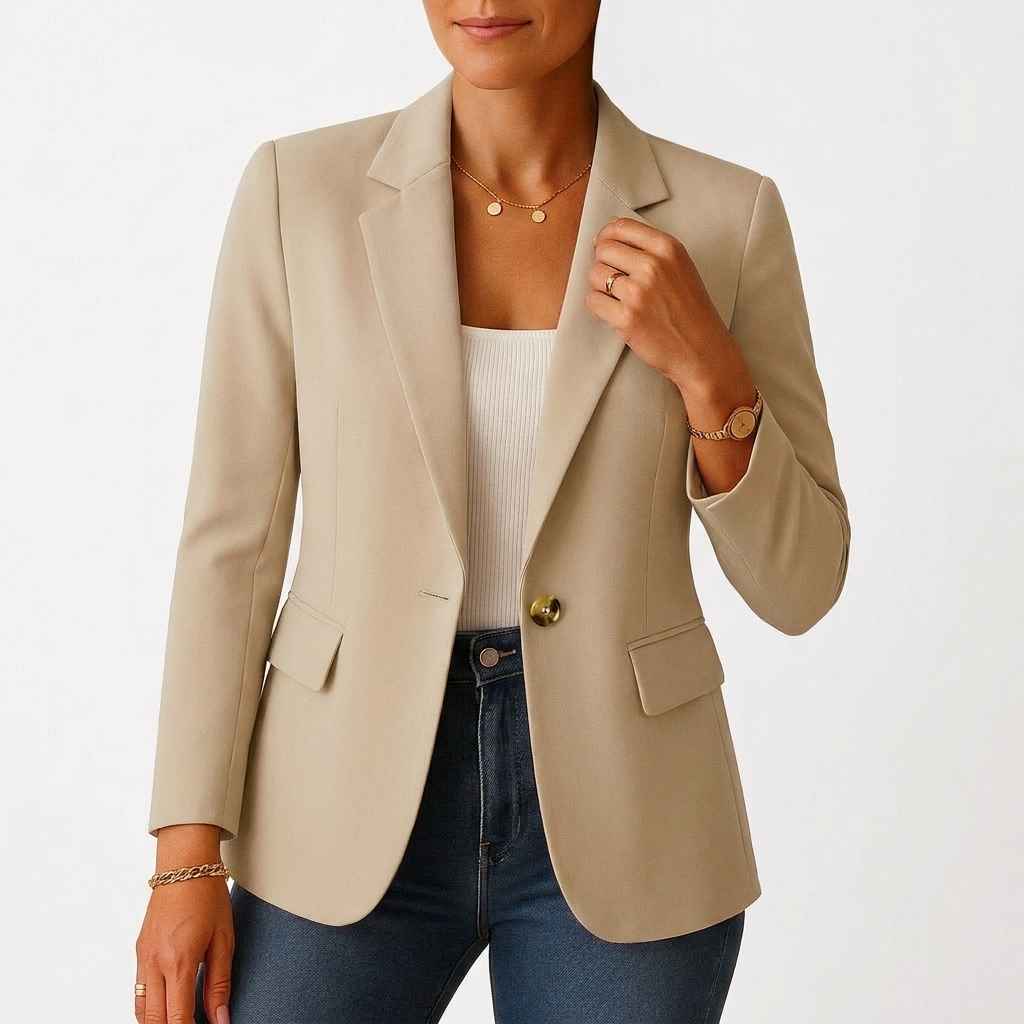 Elena | Blazer Mujer Con Cierre De Un Botón Y Solapa Clásica | Elegante