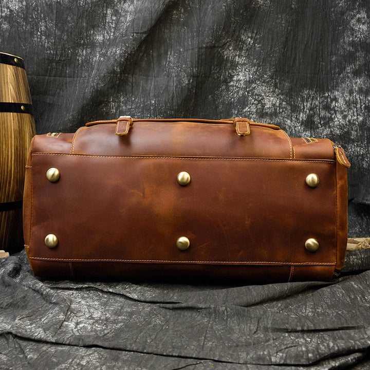 Bolsa de viaje de cuero Retro Crazy Horse con compartimento separado para zapatos