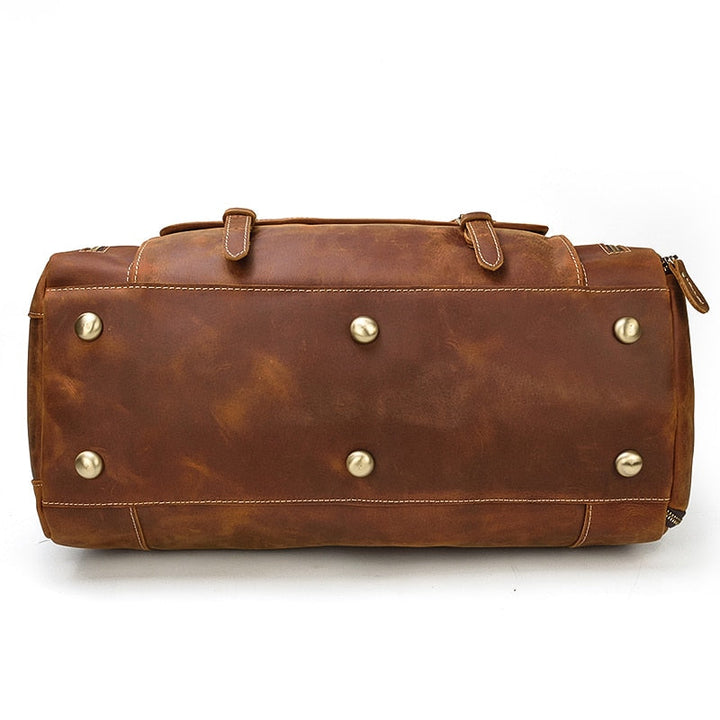 Bolsa de viaje de cuero Retro Crazy Horse con compartimento separado para zapatos