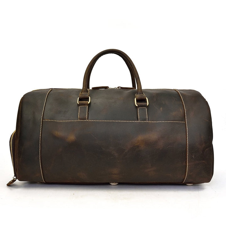 Bolsa de viaje de cuero Retro Crazy Horse con compartimento separado para zapatos