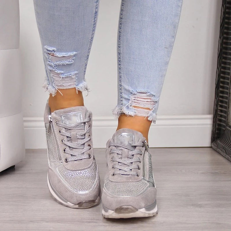 Prisella | Zapatillas modernas de mujer con cordones | Cuña