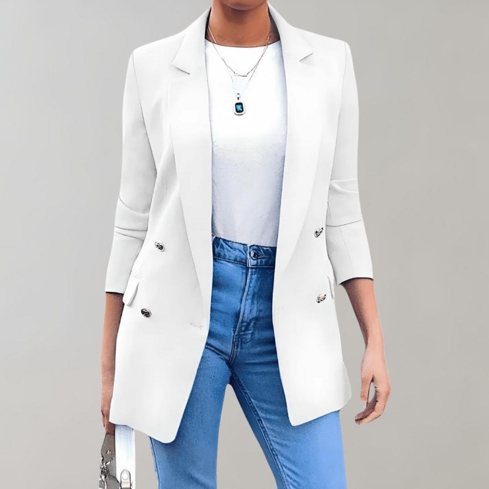 Marise – Blazer largo para mujer con doble botonadura