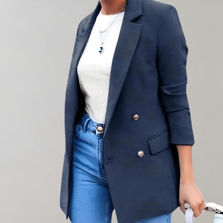 Marise – Blazer largo para mujer con doble botonadura