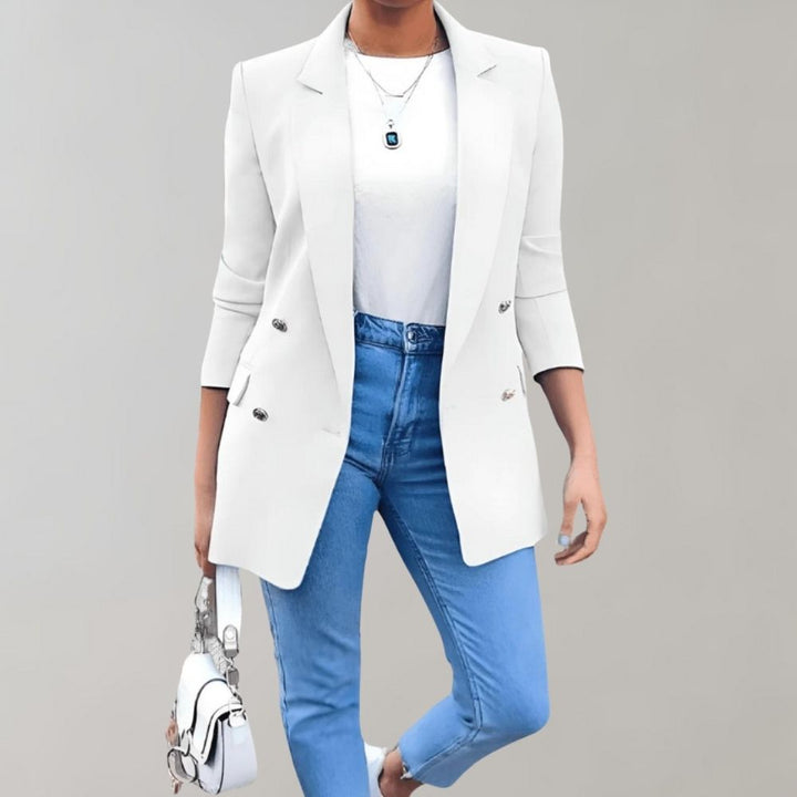 Marise – Blazer largo para mujer con doble botonadura