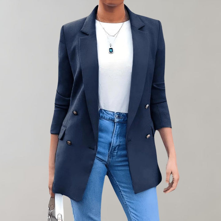 Marise – Blazer largo para mujer con doble botonadura