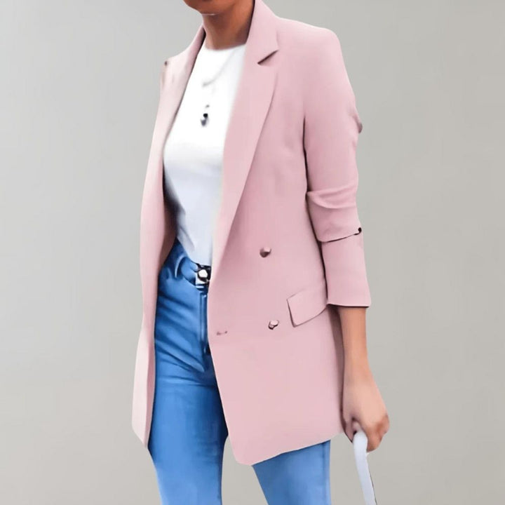 Marise – Blazer largo para mujer con doble botonadura