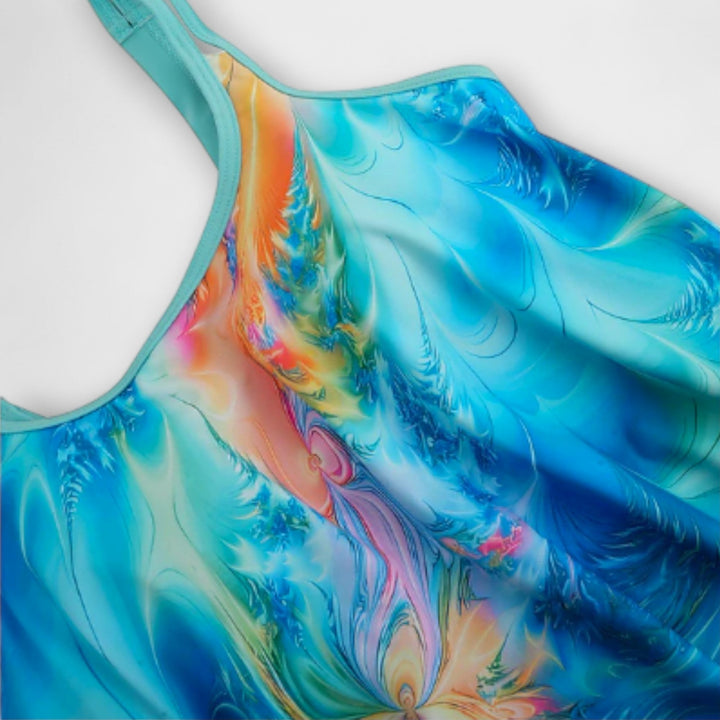 Iris | Tankini Abstracto Iridiscente con Tirantes Dobles