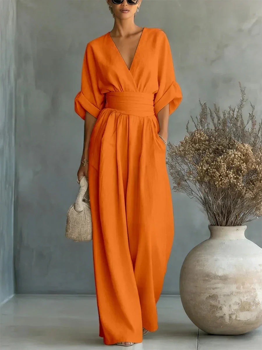 Mia | Mono Elegante de Cuello en V con Cintura Alta