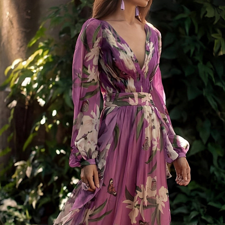 Sancha | Vestido maxi floral para mujer con escote en V y diseño cómodo