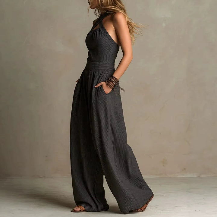 Ariana | Mono Elegante con Escote Cruzado y Pierna Ancha