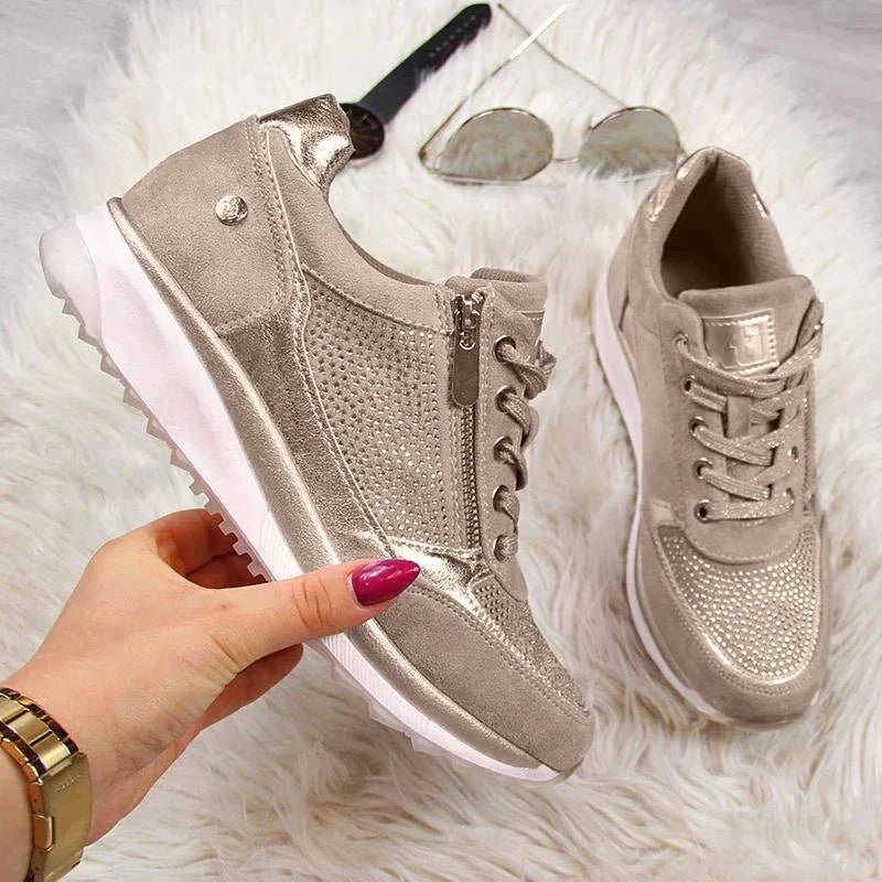 Prisella | Zapatillas modernas de mujer con cordones | Cuña