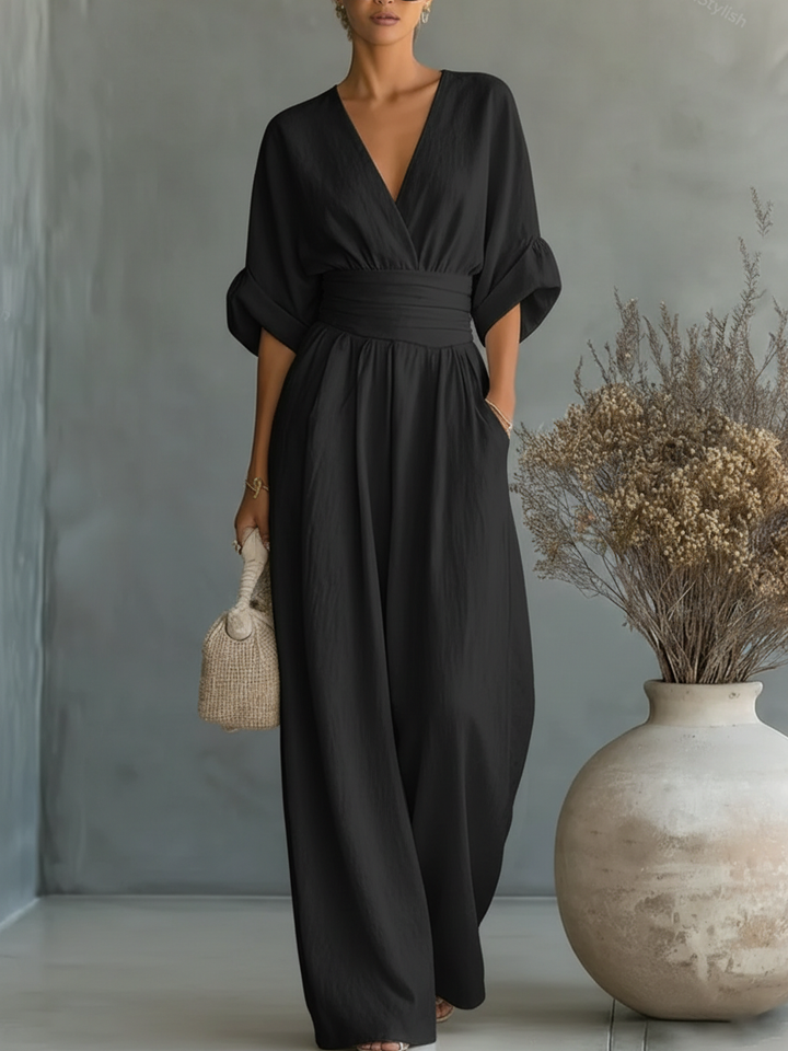 Mia | Mono Elegante de Cuello en V con Cintura Alta