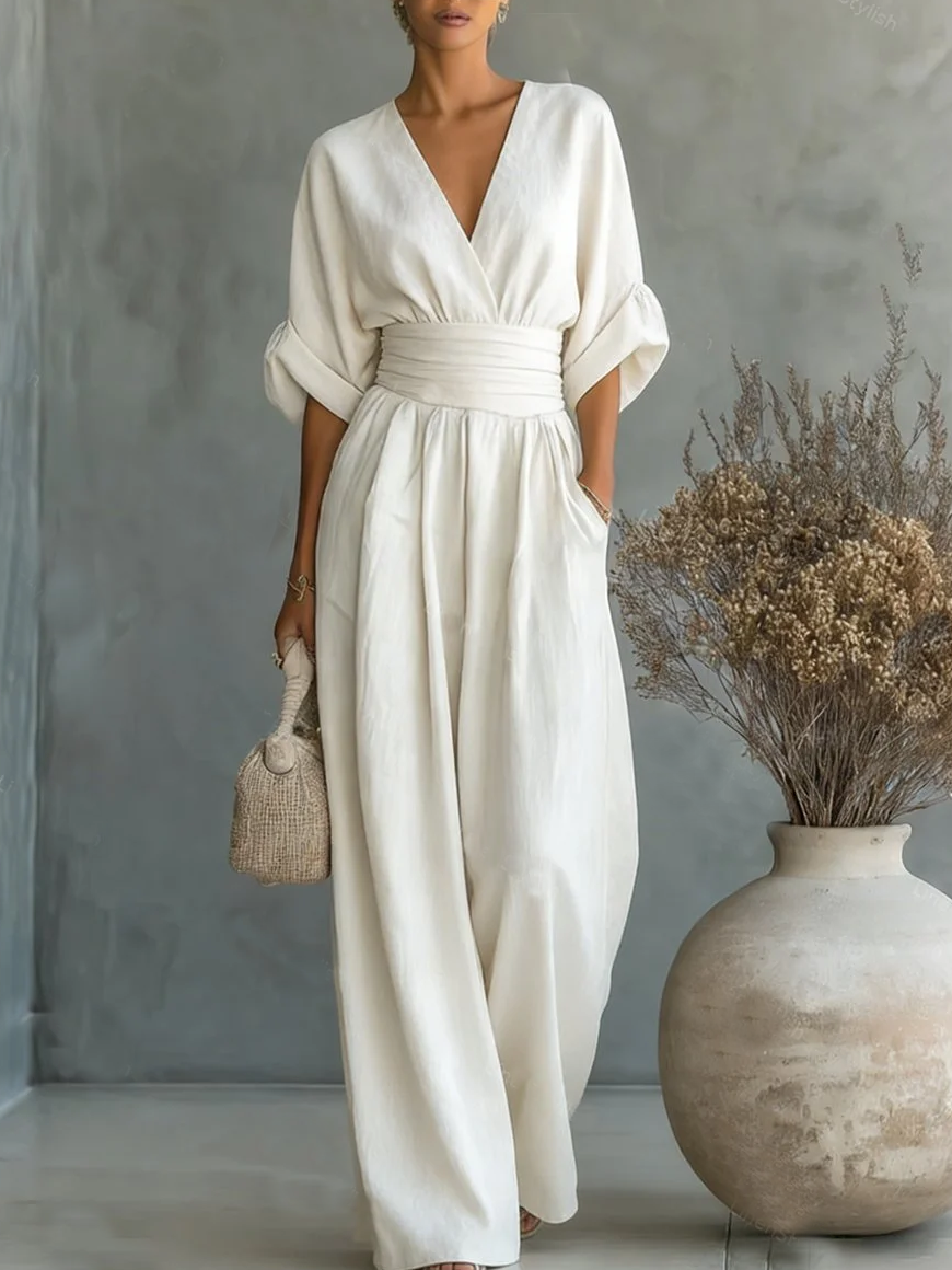 Mia | Mono Elegante de Cuello en V con Cintura Alta