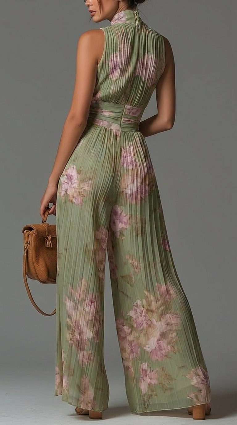 Inés | Mono de Gasa Floral Plisado
