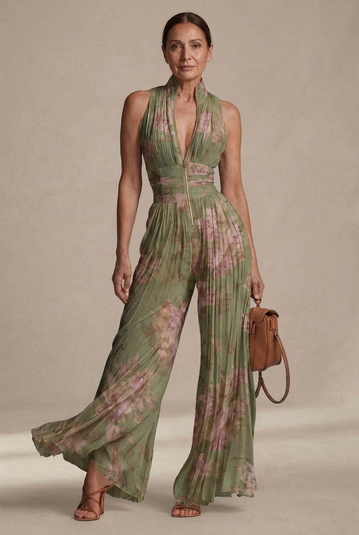Inés | Mono de Gasa Floral Plisado