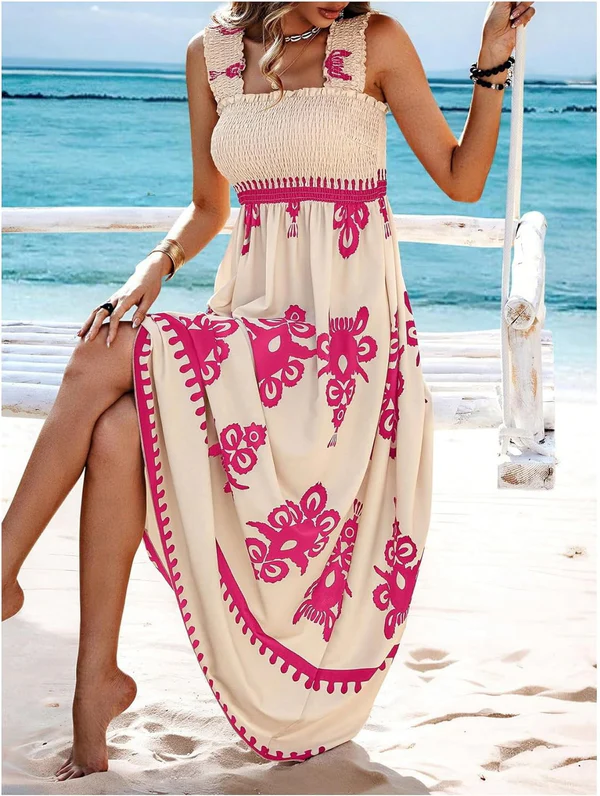 Martina | Vestido Plisado con Escote Cuadrado y Cintura Elástica
