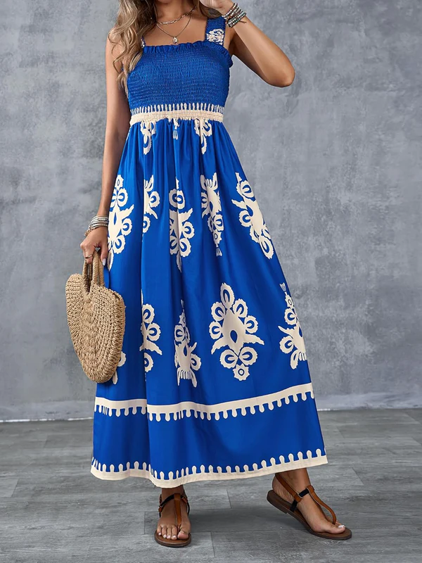 Martina | Vestido Plisado con Escote Cuadrado y Cintura Elástica