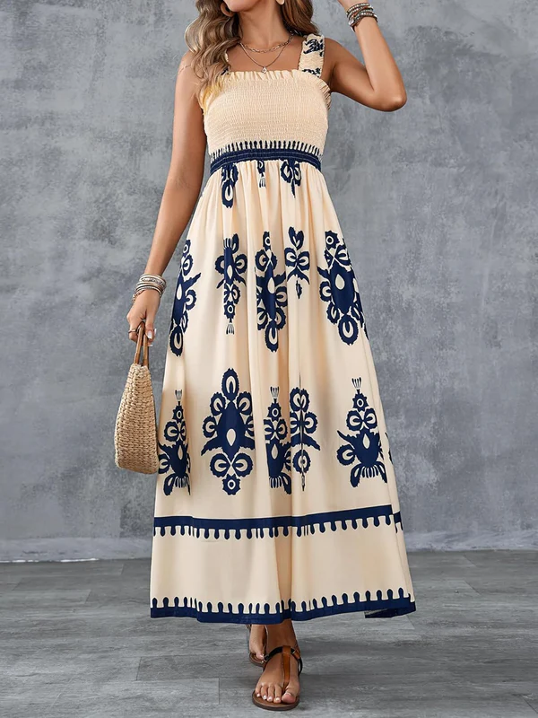 Martina | Vestido Plisado con Escote Cuadrado y Cintura Elástica
