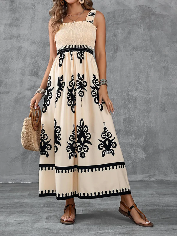 Martina | Vestido Plisado con Escote Cuadrado y Cintura Elástica