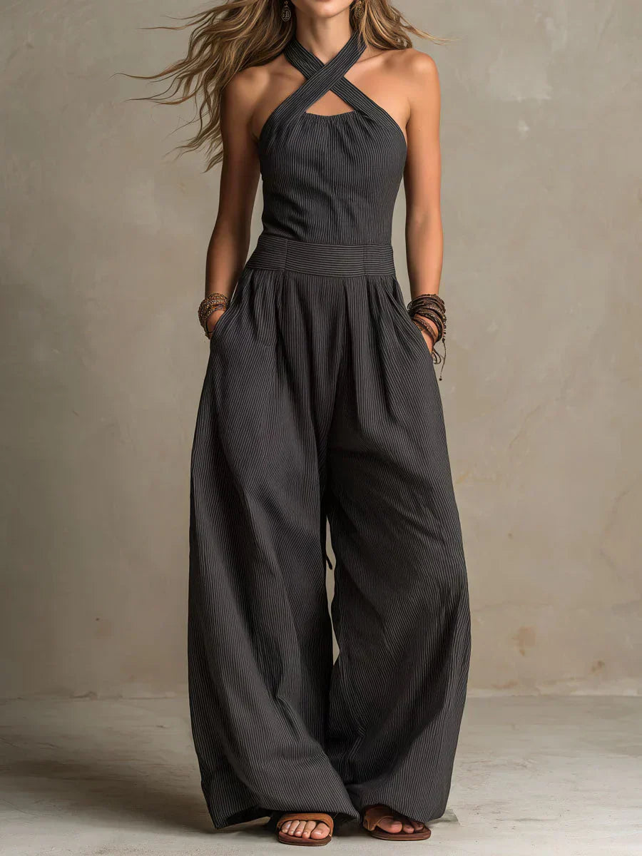 Ariana | Mono Elegante con Escote Cruzado y Pierna Ancha