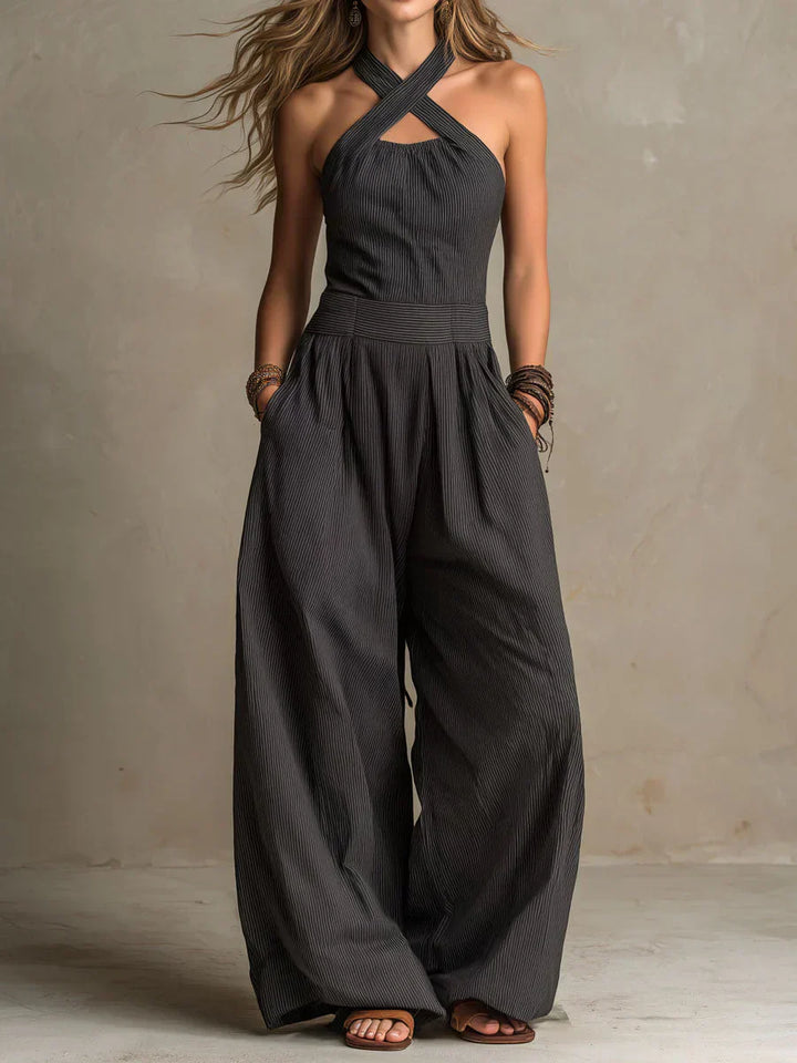 Ariana | Mono Elegante con Escote Cruzado y Pierna Ancha