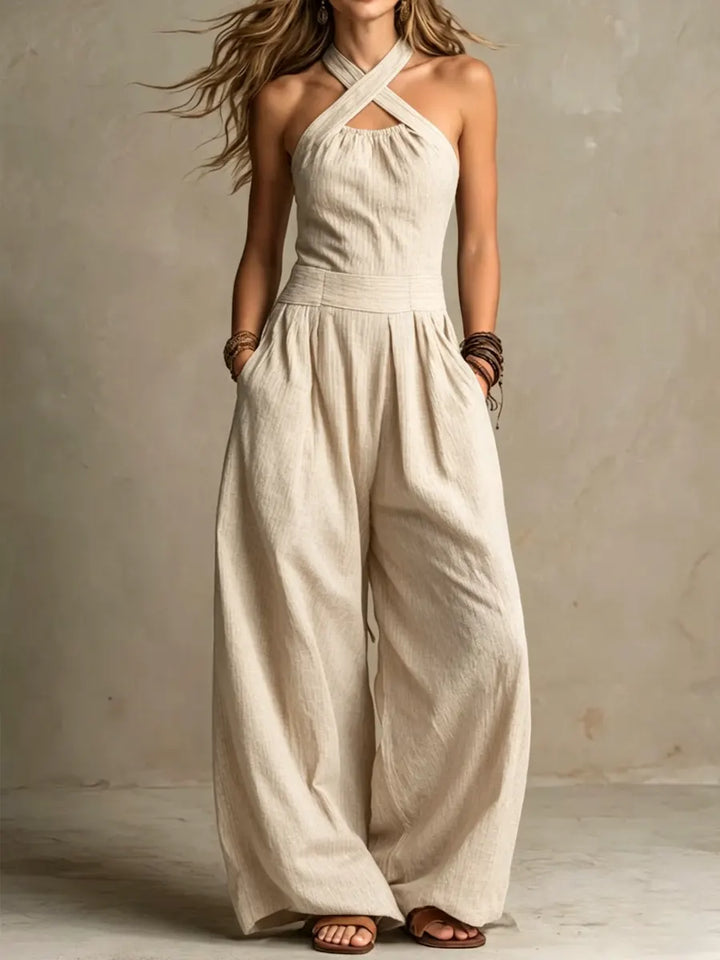 Ariana | Mono Elegante con Escote Cruzado y Pierna Ancha