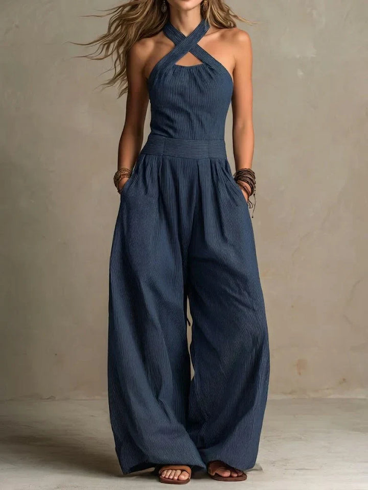 Ariana | Mono Elegante con Escote Cruzado y Pierna Ancha