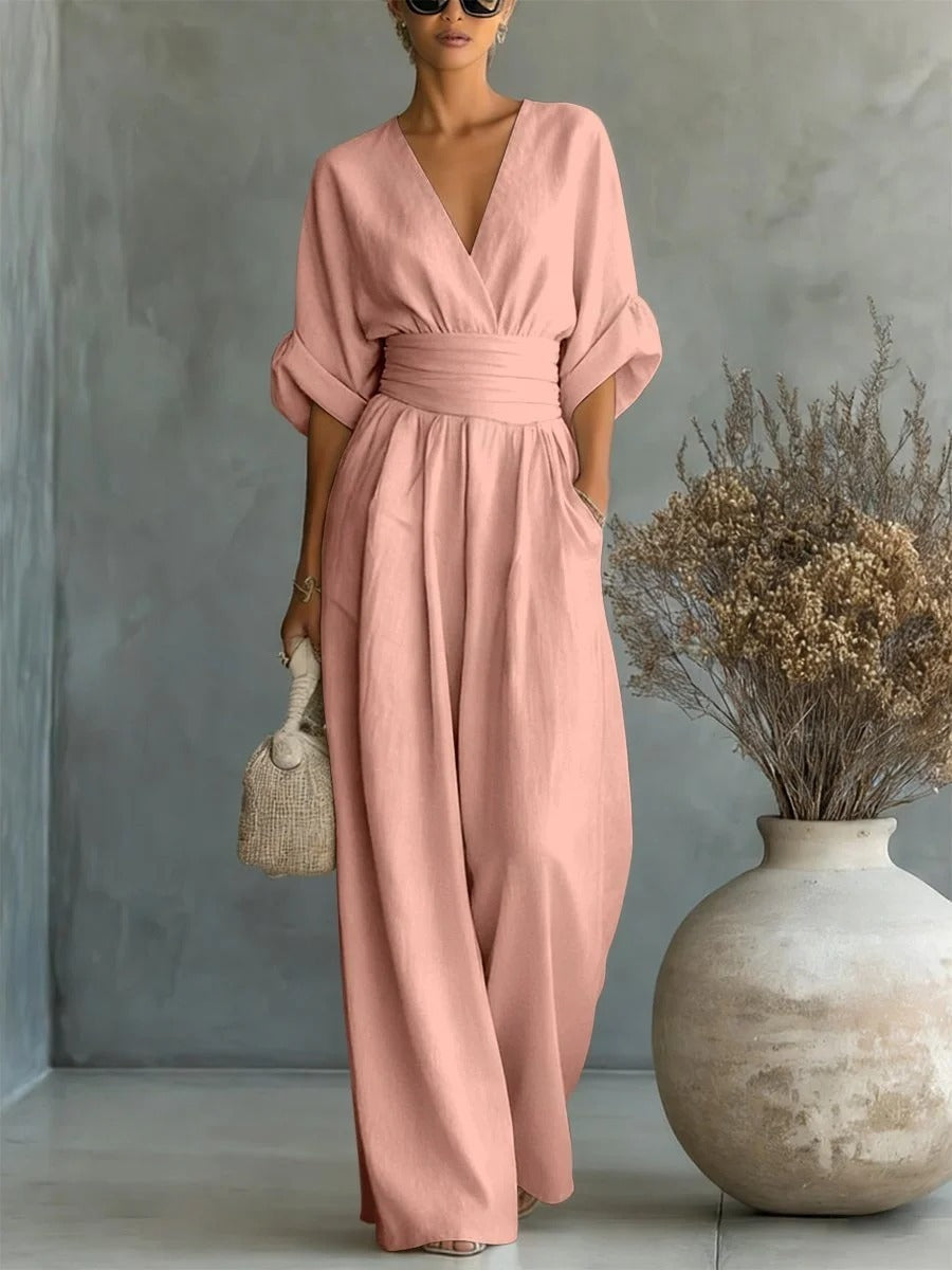 Mia | Mono Elegante de Cuello en V con Cintura Alta