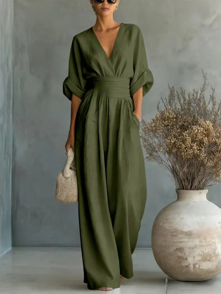 Mia | Mono Elegante de Cuello en V con Cintura Alta