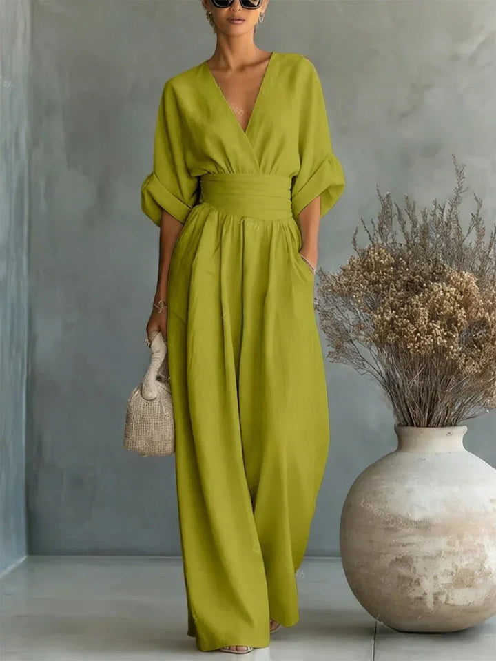 Mia | Mono Elegante de Cuello en V con Cintura Alta